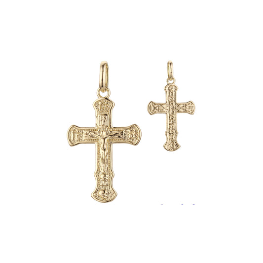 🔥 Eastern Orthodox Russian budded pendant in Rose Gold two tone, 14K Gold plating colors