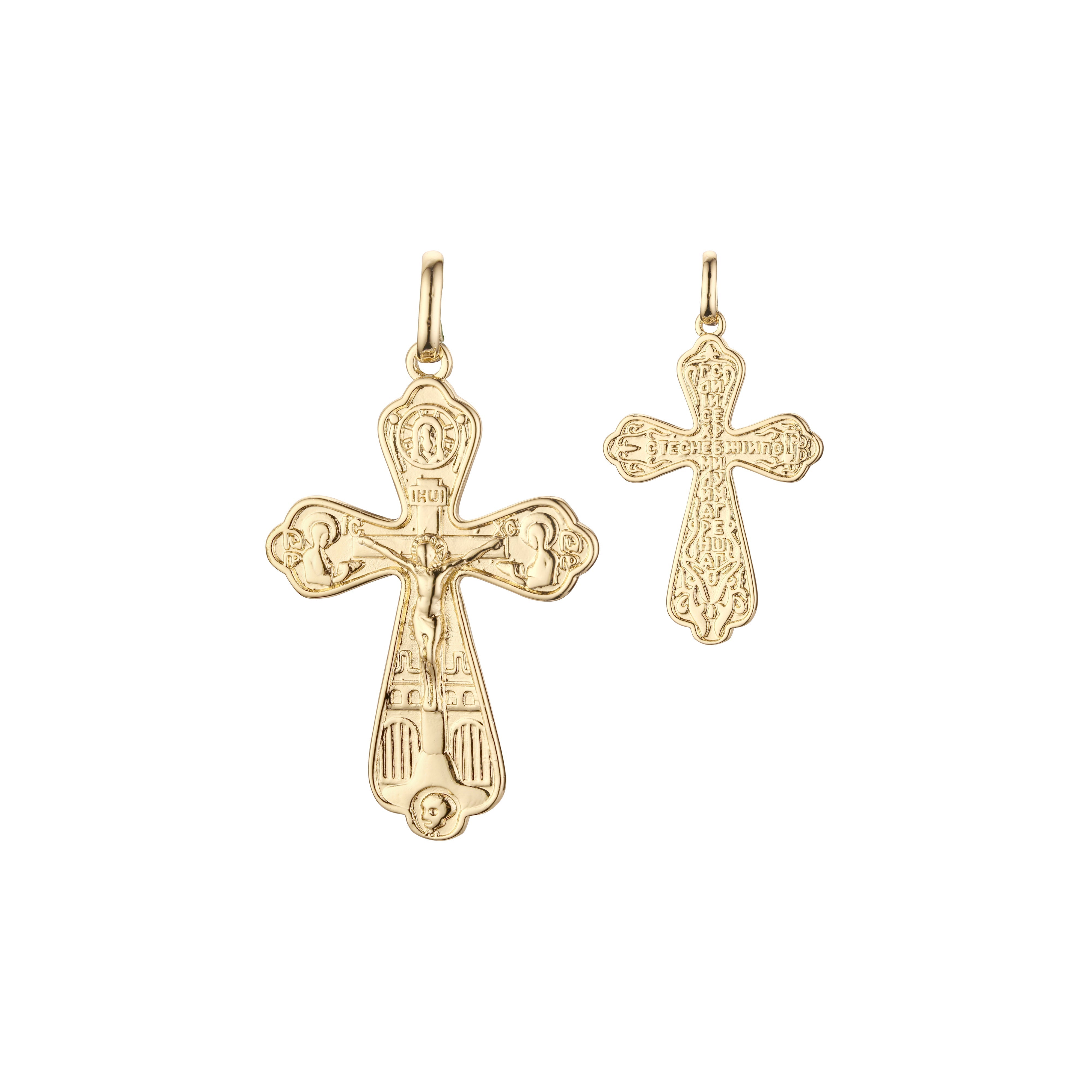 🔥 Eastern Orthodox Russian budded pendant in Rose Gold two tone, 14K Gold plating colors