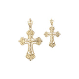 Colgante cruz ortodoxa en flor en Oro Rosa bicolor, baño de Oro 14K colores