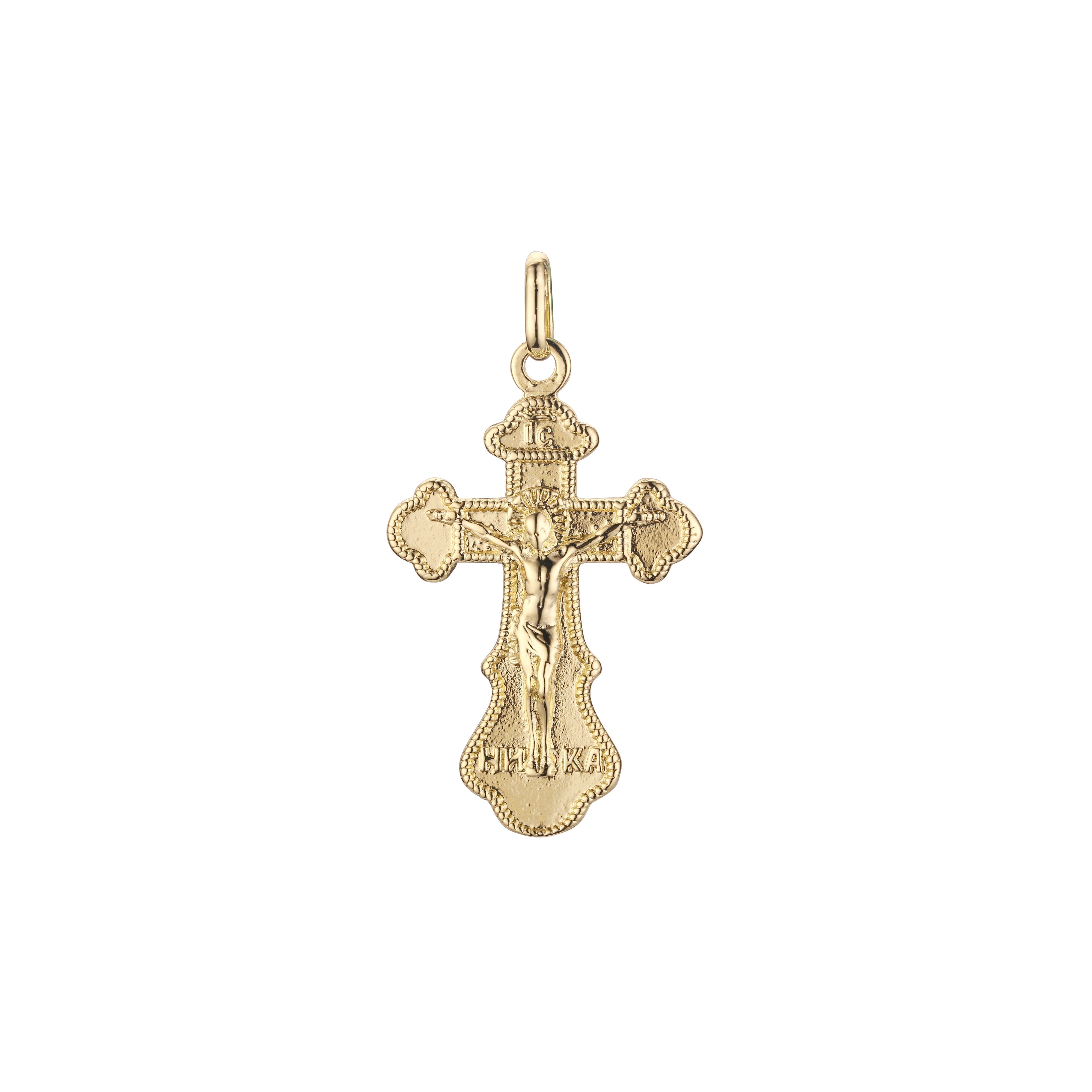🔥 Eastern Orthodox Russian budded pendant in Rose Gold two tone, 14K Gold plating colors