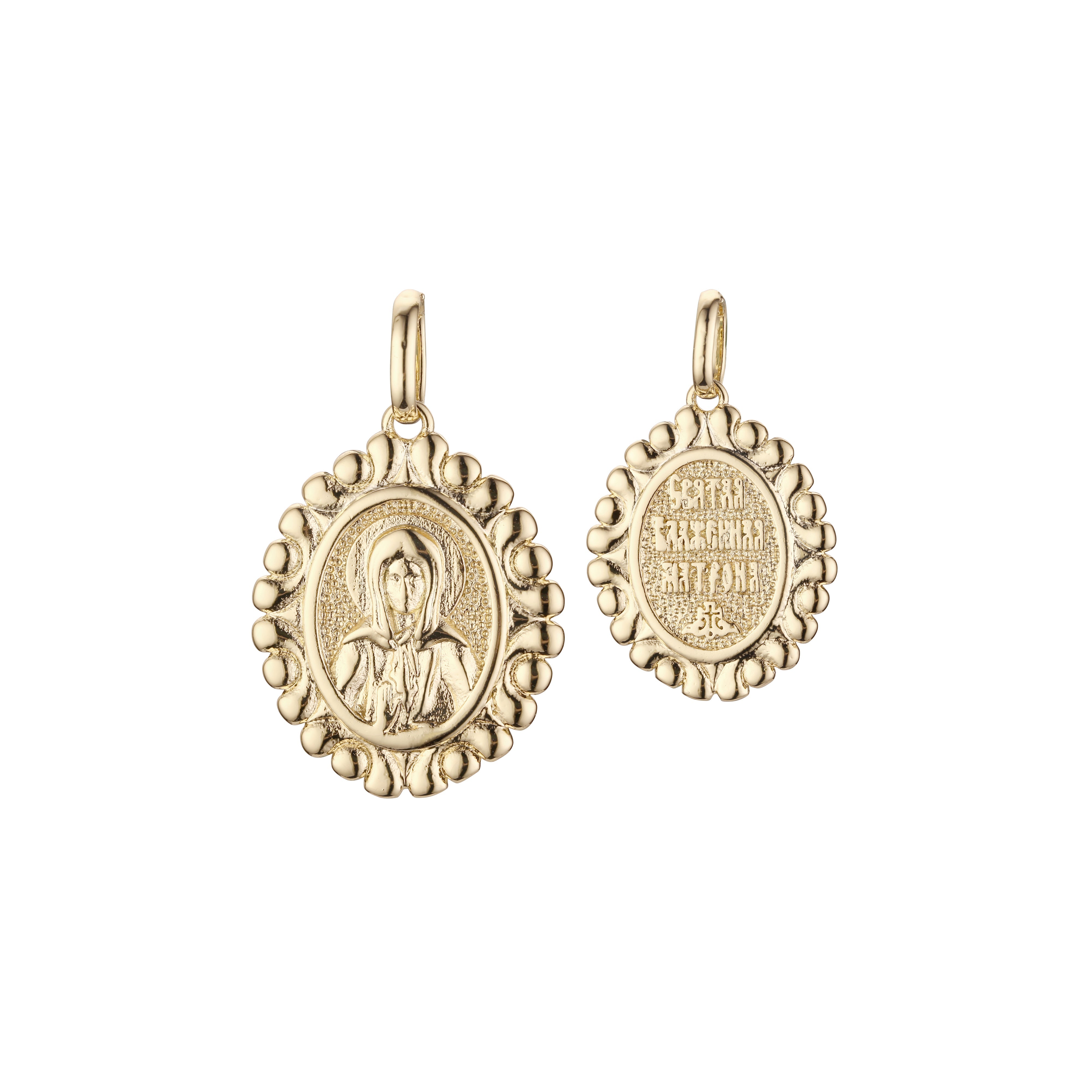 Saint Matrona 吊坠，玫瑰金两种色调，14K 镀金颜色