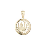 Islamic pendant of the moon and temple in 14K Gold, Rose Gold two tone plating colors