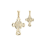Pingente de cruz católica em ouro 14K, ouro rosa com duas cores de revestimento
