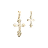 Eastern Orthodox Russian budded pendant in 14K Gold, Rose Gold two tone & White Gold plating colors
