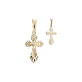 Eastern Orthodox Russian budded pendant in 14K Gold, Rose Gold two tone plating colors
