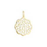 Pingente de filigrana de flores e folhas em ouro rosa, cores banhadas a ouro 14K