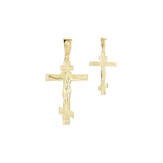 ロシア正教のクロスペンダント、ローズゴールド、14K ゴールドメッキカラー