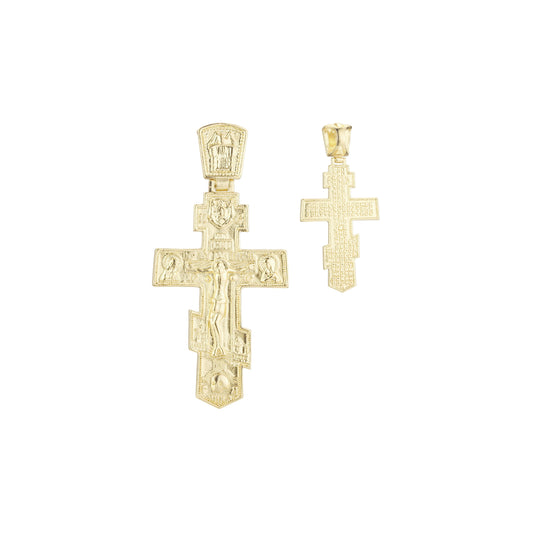 ロシア正教のクロスペンダント、ローズゴールド、14K ゴールドメッキカラー