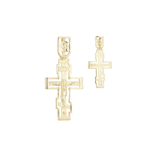ロシア正教のクロスペンダント、ローズゴールド、14K ゴールドメッキカラー