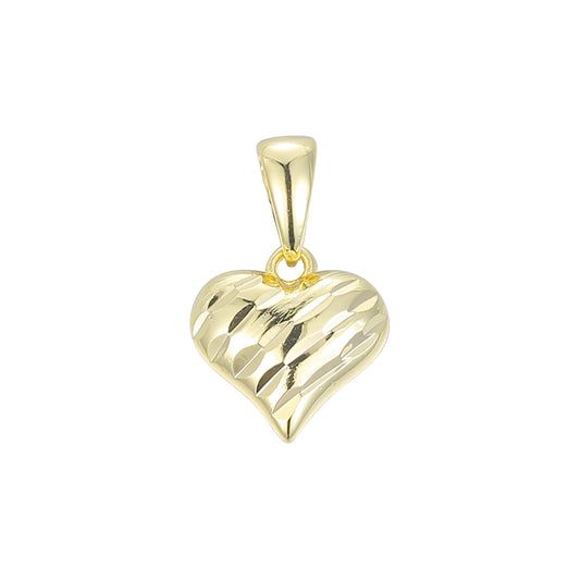 Solid textured Heart 14K Gold Pendant