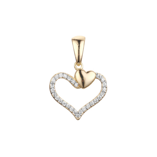 Heart in heart cluster cz pendant in Rose Gold, 14K Gold, 18K Gold two tone plating colors