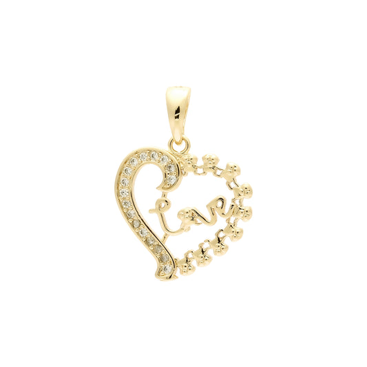 14K ゴールド ラブ イン ハート ペンダント