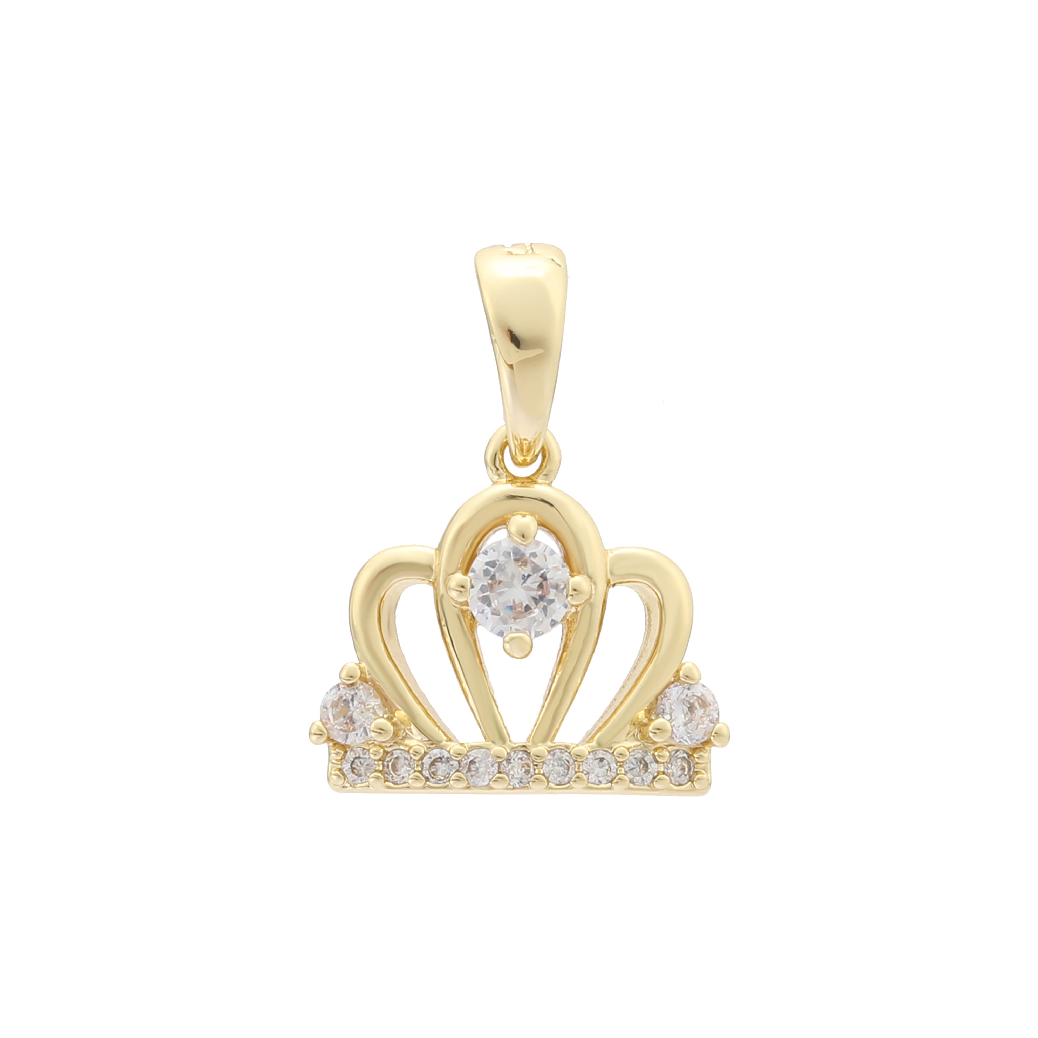 14K Gold crown cluster pendant