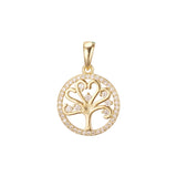 Colgante Halo Árbol de la Vida en oro rosa, oro de 14 quilates y oro blanco.