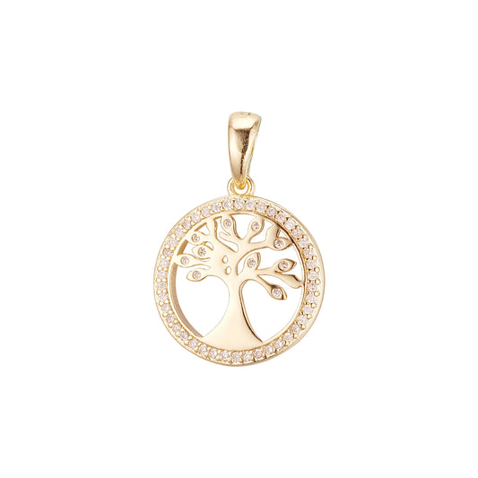 Halo tree pendant in Rose Gold two tone, 14K Gold plating colors