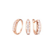 Conjunto de joias de anéis de ouro rosa de dois tons e cinco pedras coloridas cluster cz