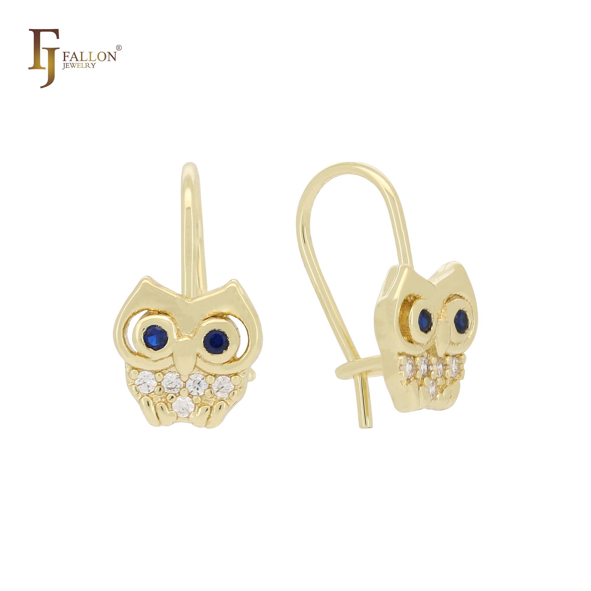 Kleine Eule 14K Gold Drahthaken Kinderohrringe