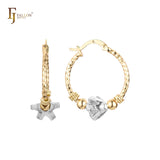 Star Beads 14K Gold, Rose Gold two tone Hoop Earrings