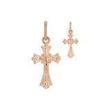 Italienische Jungfrau von Guadalupe und das Kreuz, dreifarbige Rosenkranz-Halskette aus 18 Karat Gold