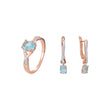 Solitaire lake azul CZ Rose Gold conjunto de joias anéis de dois tons
