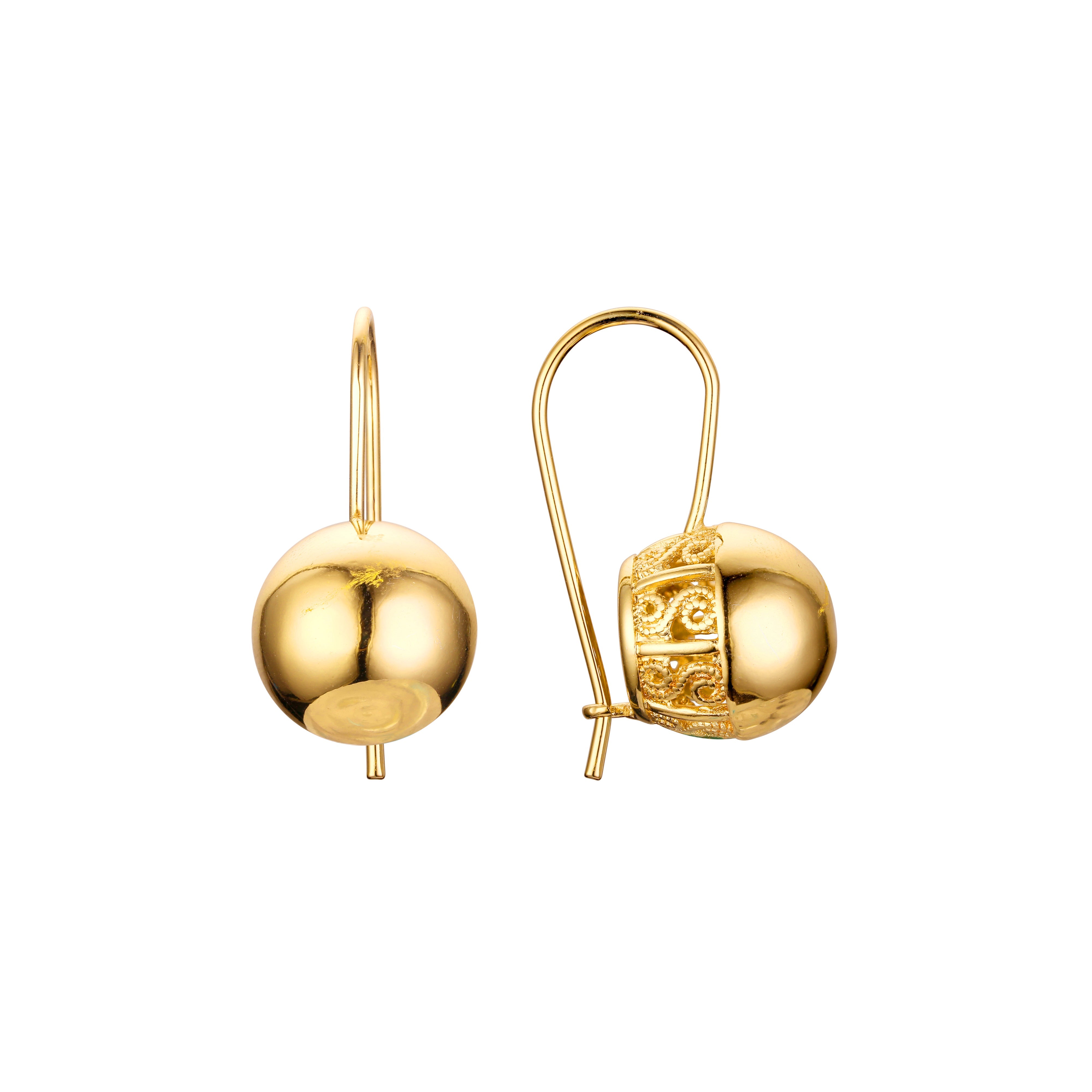 14K ゴールド、18K ゴールド、ローズゴールドメッキ色のビーズ ランタン ワイヤー フック イヤリング