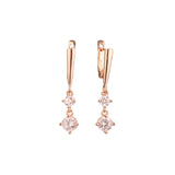 Pendientes de oro blanco y oro rosa con doble circonita blanca