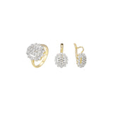 14K Gold two tone cluster flower set