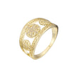 Anillos de oro de 14 quilates con grandes flores de circonitas blancas y llave griega