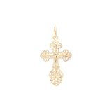 Pingente ortodoxo com botão cruzado nas cores ouro 14K, ouro rosa e ouro branco