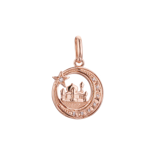 Islamic temple Pendant in Rose Gold two tone, 14K Gold plating colors