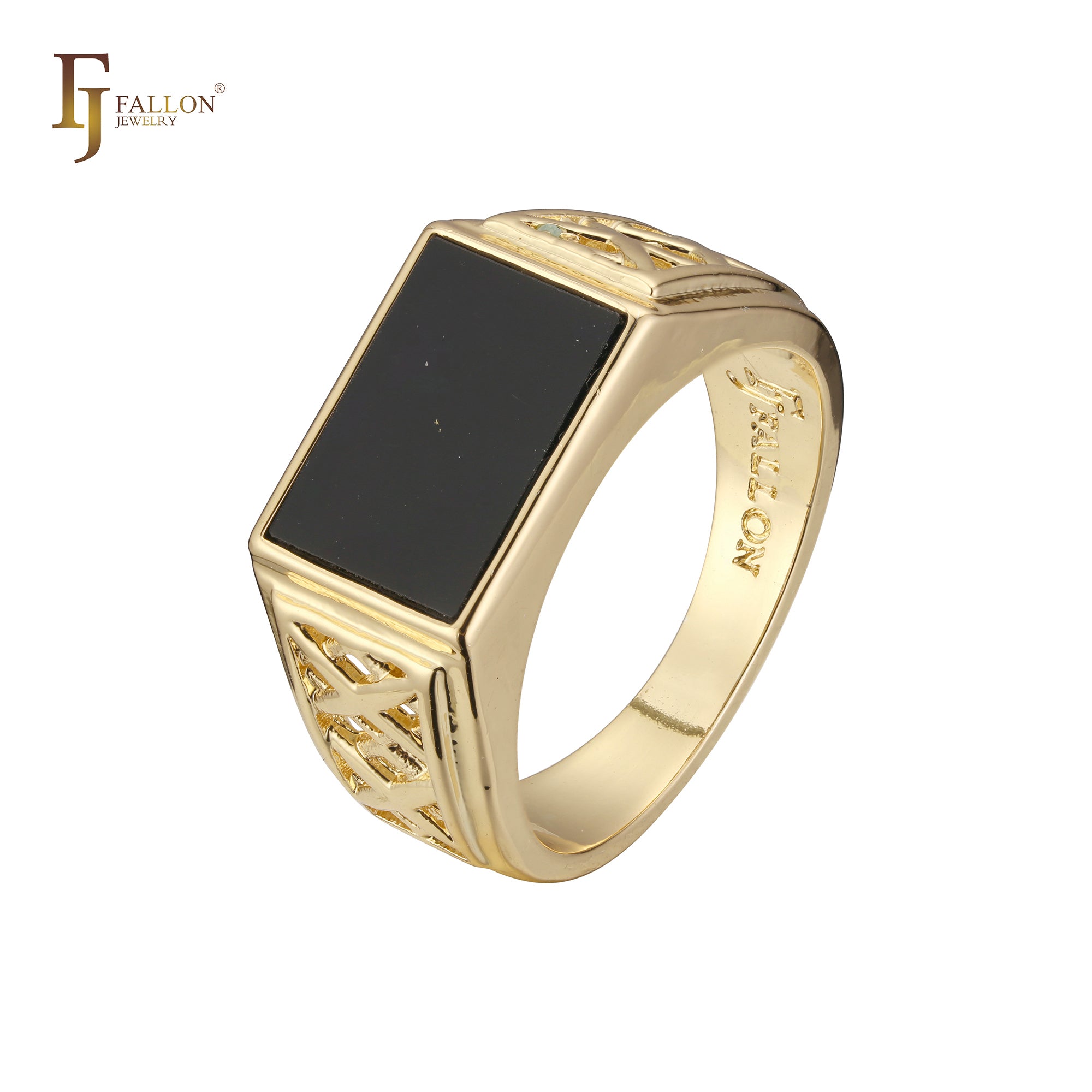 Rose Gold Men's painted black signet rings