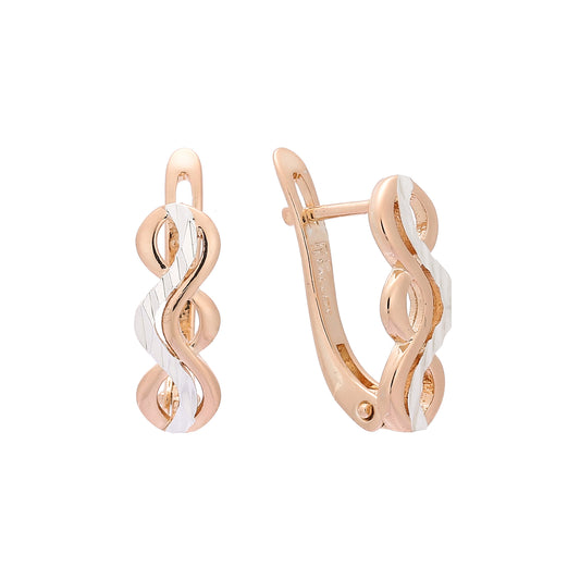 Pendientes de dos tonos de oro rosa