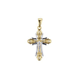 Pingente de cruz de Malta ortodoxa em ouro rosa, ouro 14K em dois tons, cores folheadas