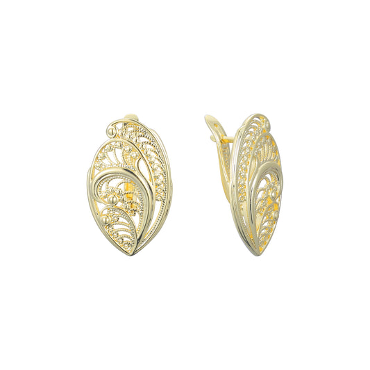 Filigree earrings in 14K Gold, Rose Gold plating colors