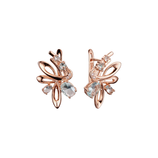Fairy dancing cluster colorful czs Rose Gold earrings