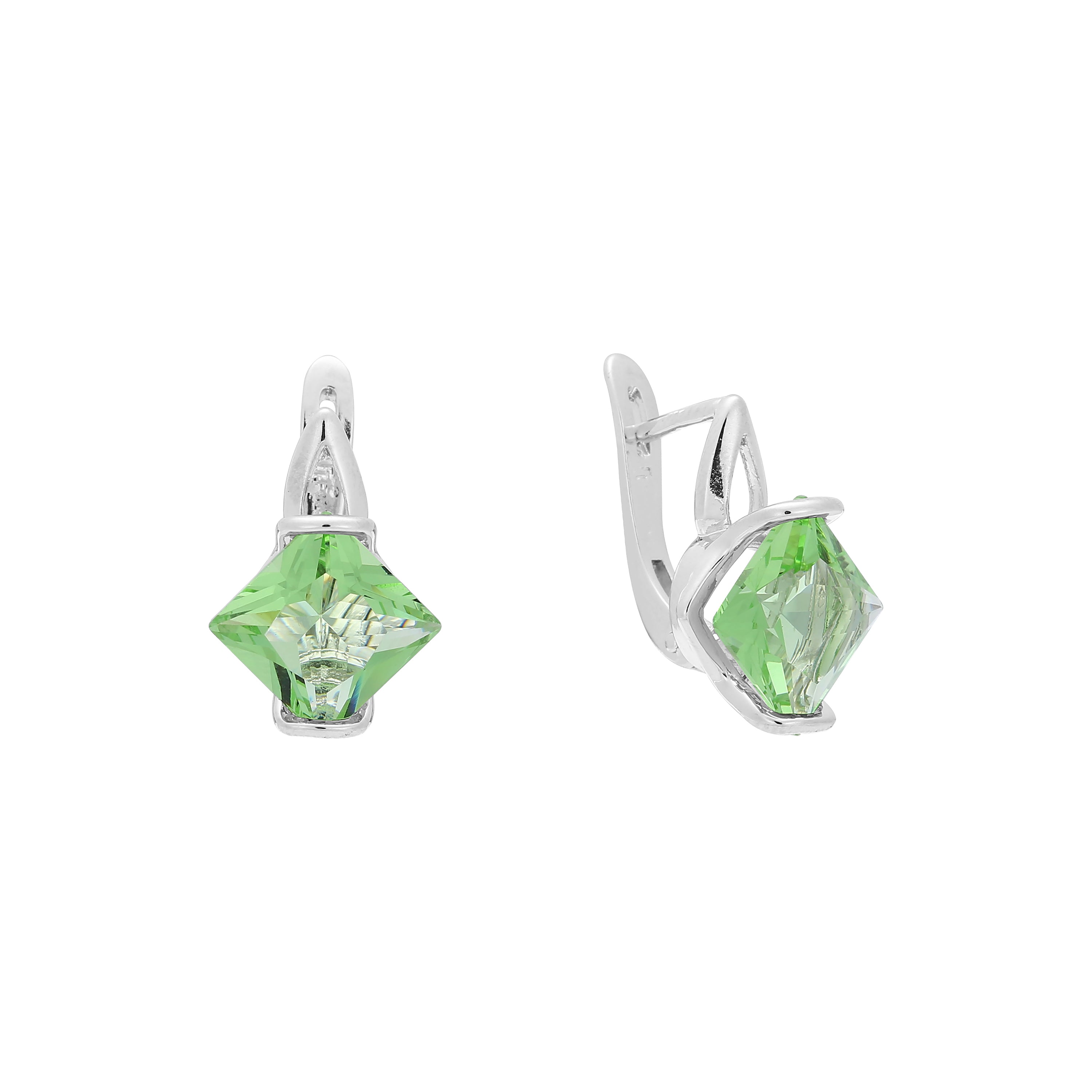 .ソリティア エメラルド カット CZ イヤリング、14K ゴールド、ローズゴールド メッキ カラー