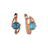 Pendientes solitarios de oro rosa con circonitas cúbicas de colores y símbolo de rayo