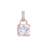 🔥 Lock solitaire cushion cut cz Rose Gold two tone, 14K Gold pendant