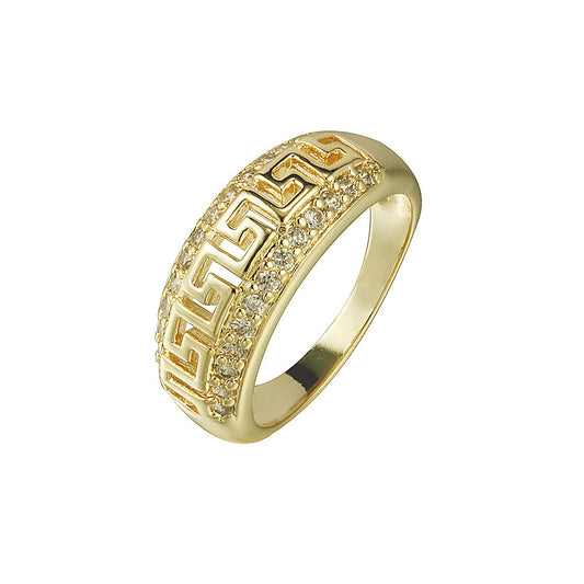 14K ゴールド ギリシャ キーリング