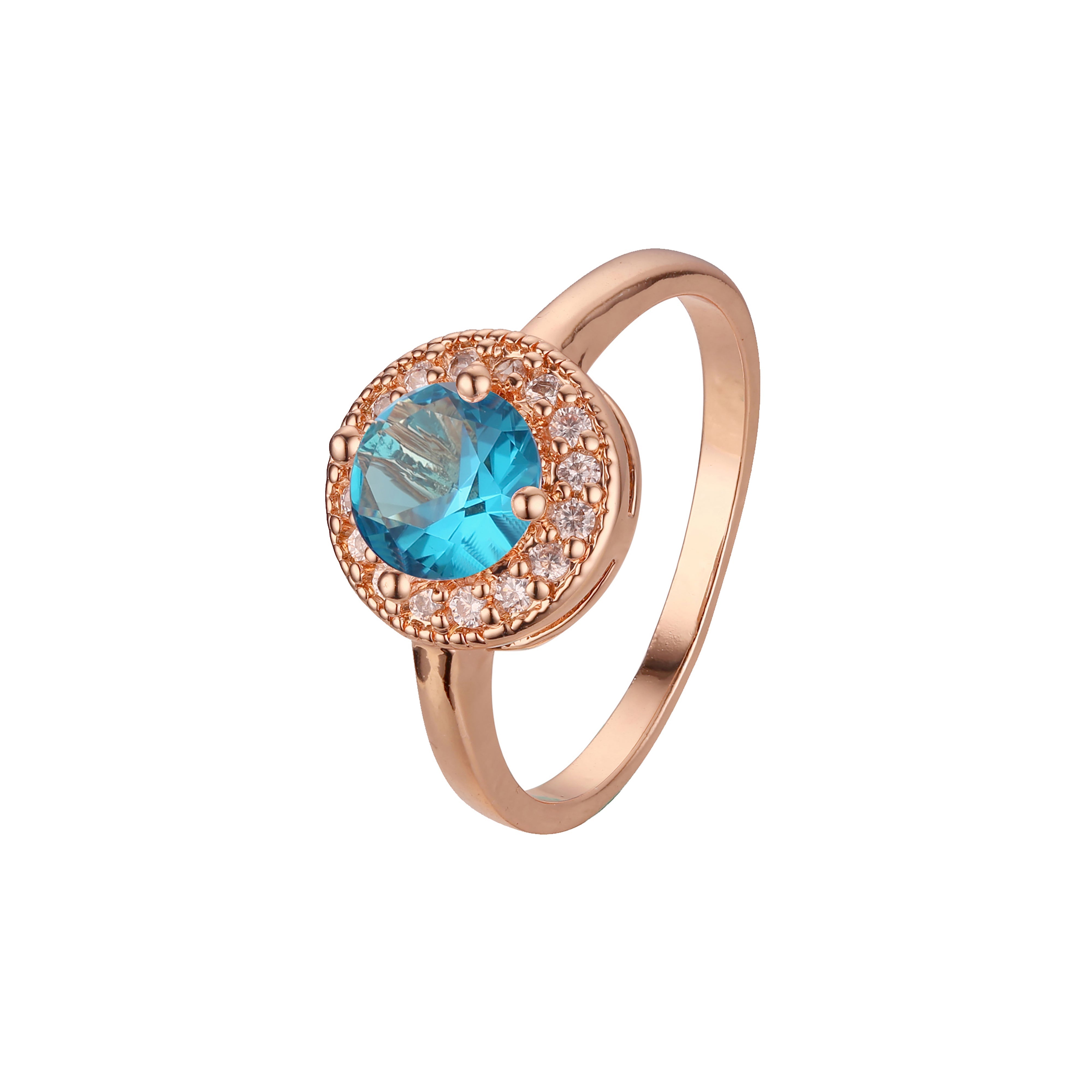 シックなカラフルなキュービックジルコニア 14K ゴールド ハロー リング