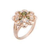 Anéis luxuosos de flor de cacho cz ouro rosa