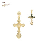 Pingente de cruz ortodoxa em ouro 14K, ouro rosa, crucifixo em ouro branco