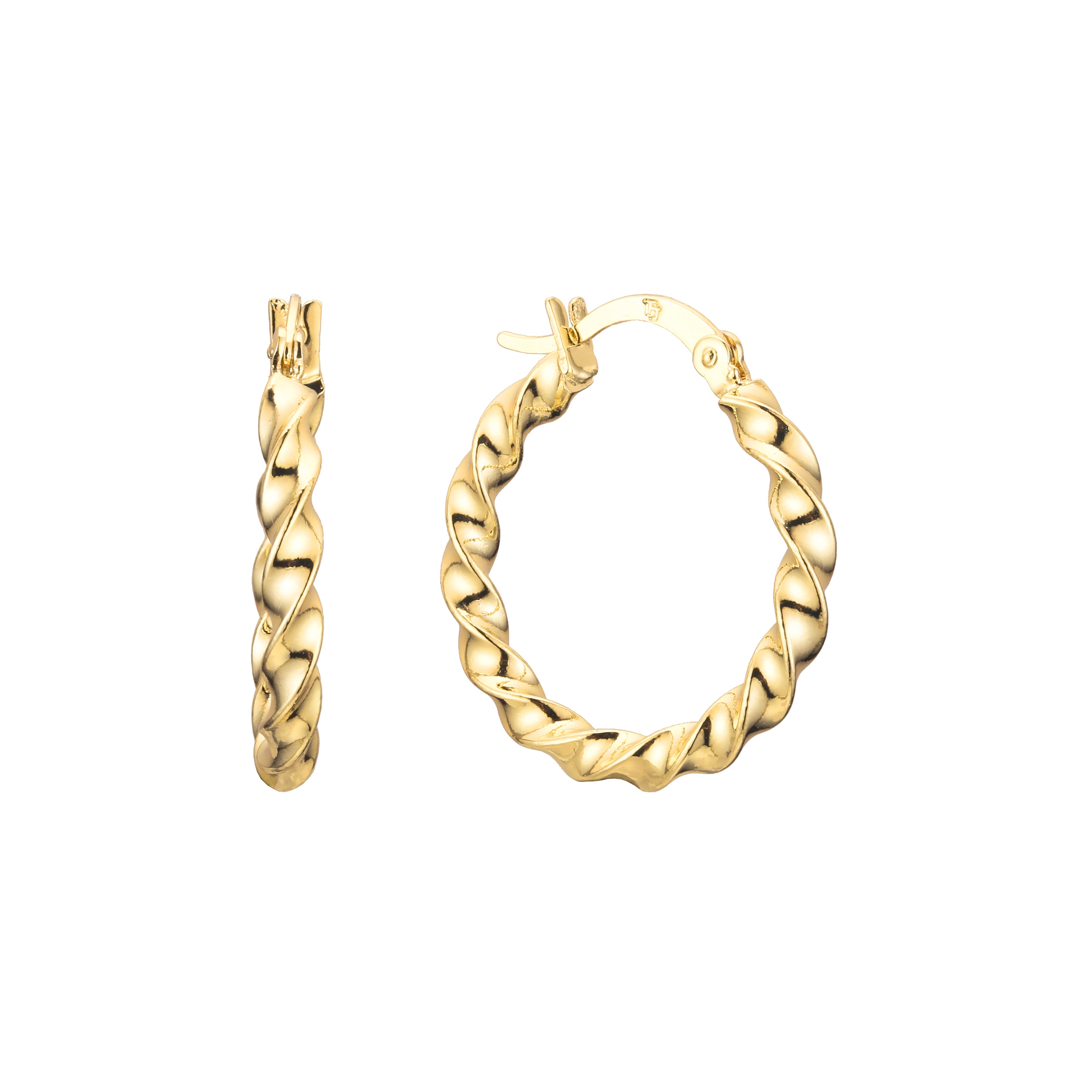 Brincos de argola torcida em ouro 14K, ouro 18K, cores banhadas a ouro rosa