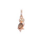 Owl animal pendant in Rose Gold two tone, 14K Gold plating colors