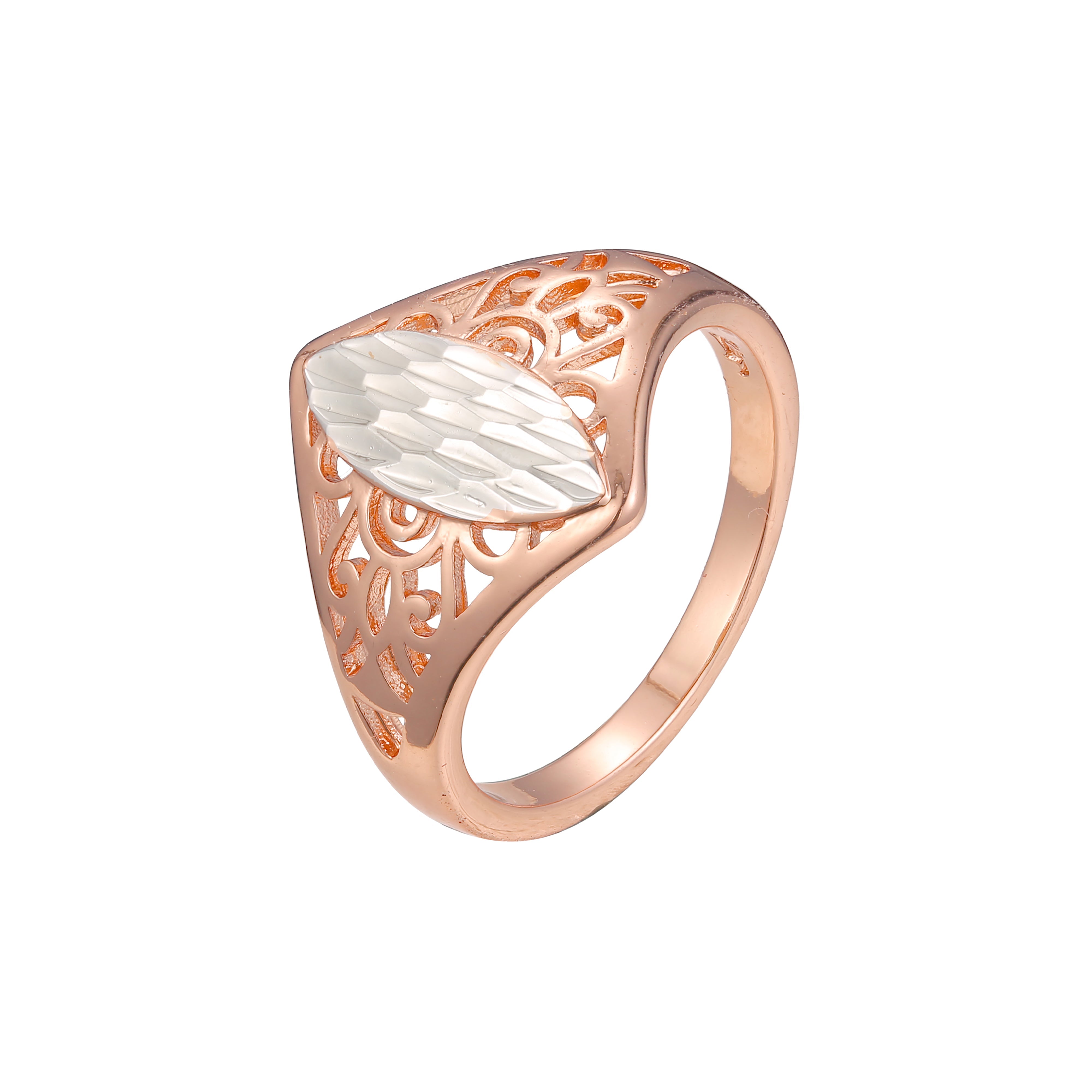 .Elegante Moderinge mit tausend Bl?ttern, plattiert in zweifarbigem Ros¨¦gold