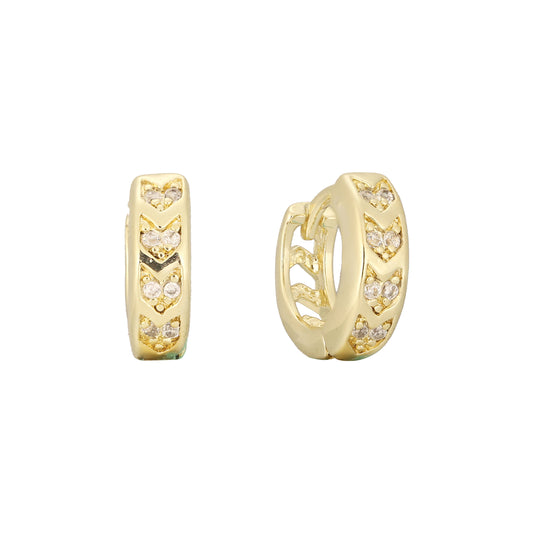 Chevron huggie 14K 金耳环，镀玫瑰金颜色