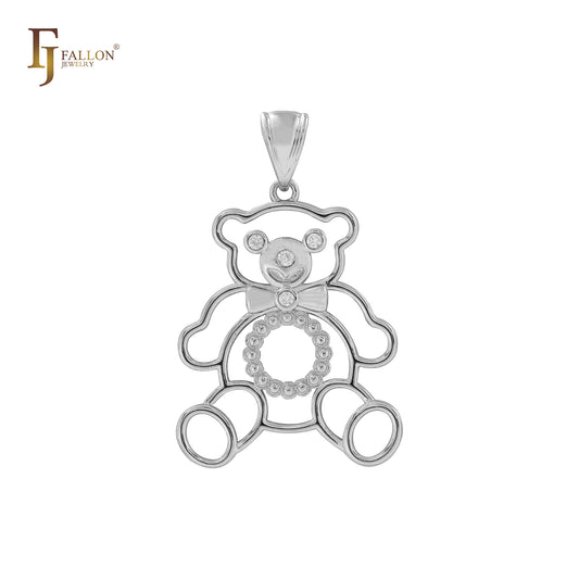 Urso de cabo em ouro 14K, ouro rosa, pingente de ouro branco