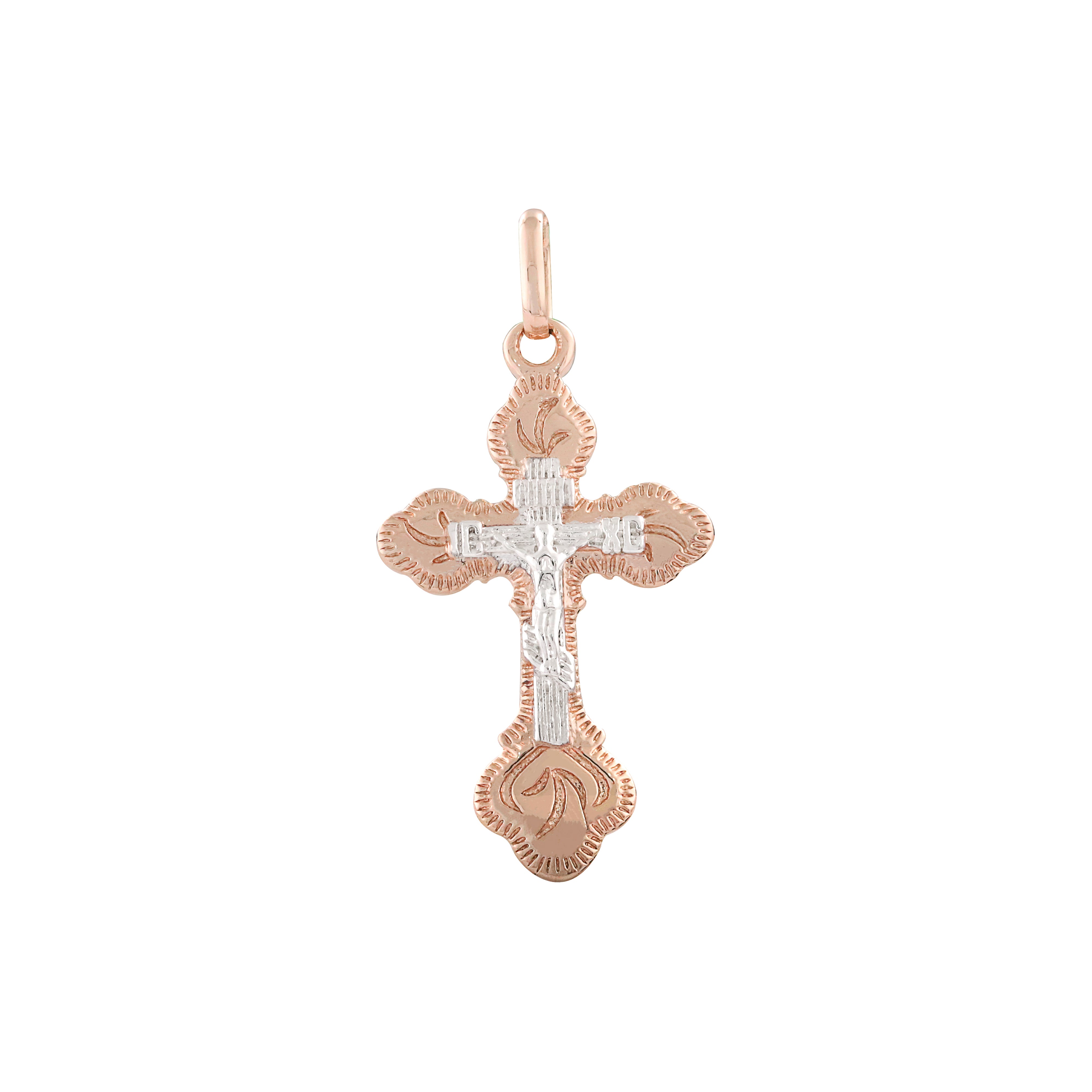 14K ゴールド ツートーン クロス ペンダント