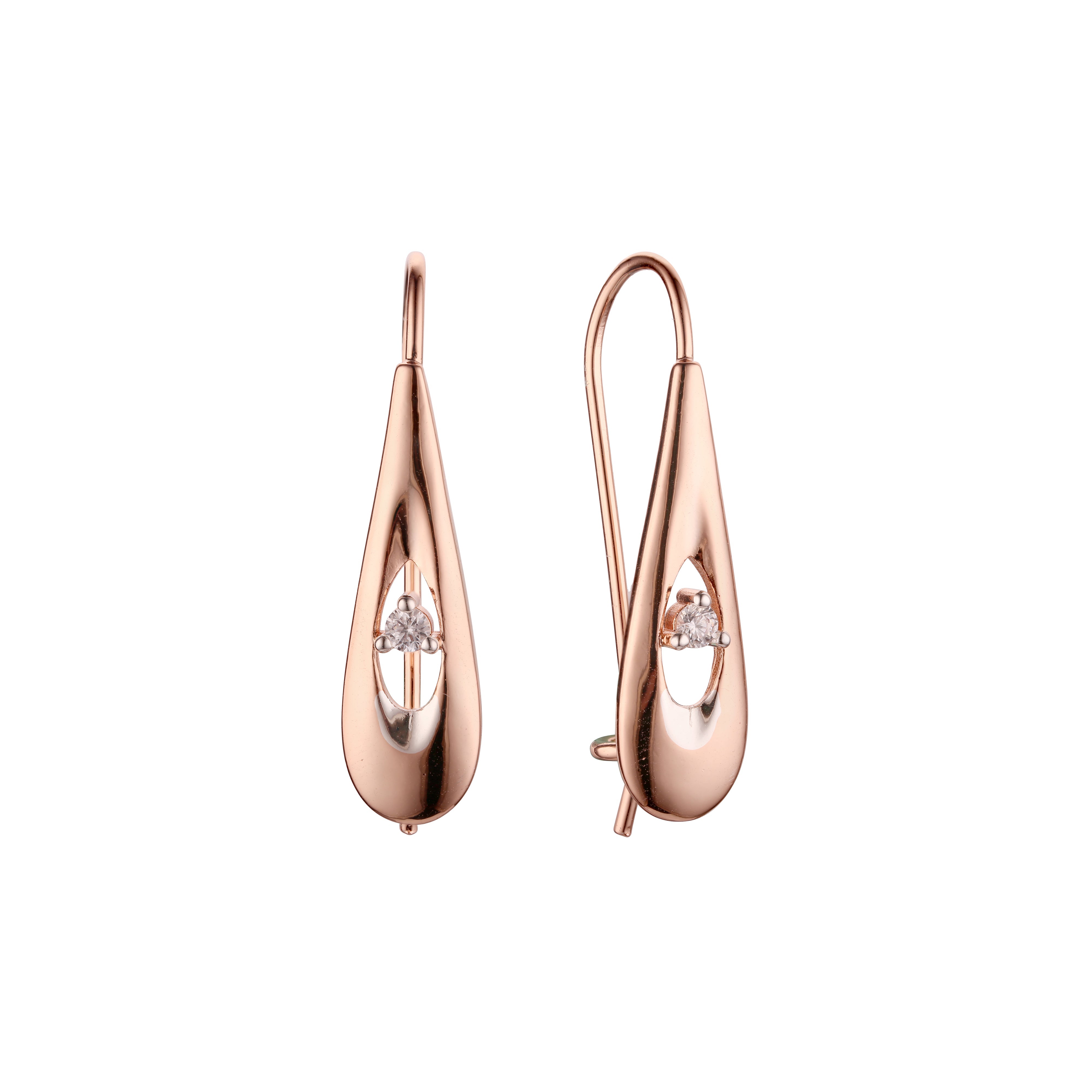 Rose Gold two tone wire hook earrings