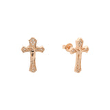 Russian Orthodox Crucifix Religious Rose Gold, 14k gold stud cross earrings